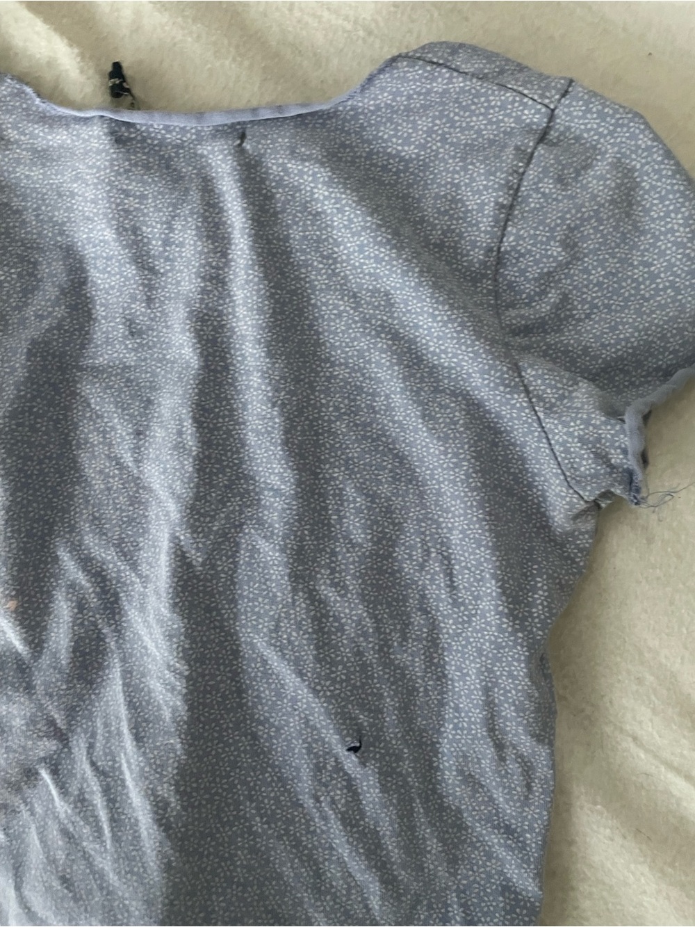 Brandy Melville Light Blue Printed Puff Sleeve Top